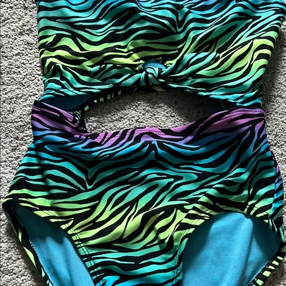 Kids Zebra Print Swimsuit - Multicolor - Small - Picture 3 of 7